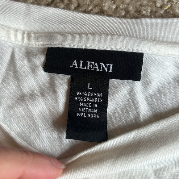 Alfani soft white long sleeve top t shirt soft ruched sleeve size large - Picture 4 of 4